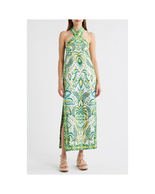 FARM Rio Tropical Tapestry Halter Linen Maxi Sundress in Green | Lyst FARM Rio Tropical Tapestry Halter Linen Maxi Sundress in Green | Lyst