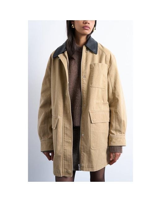 TOPSHOP Brown Cotton Blend Barn Jacket