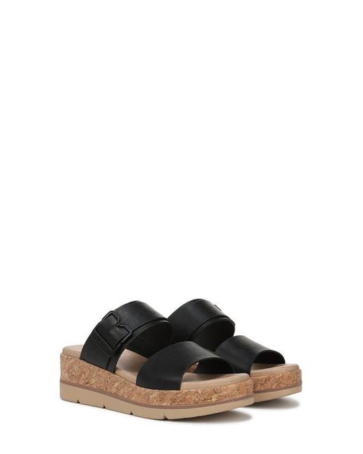 Dr. Scholls Black Once More Platform Wedge Slide Sandal
