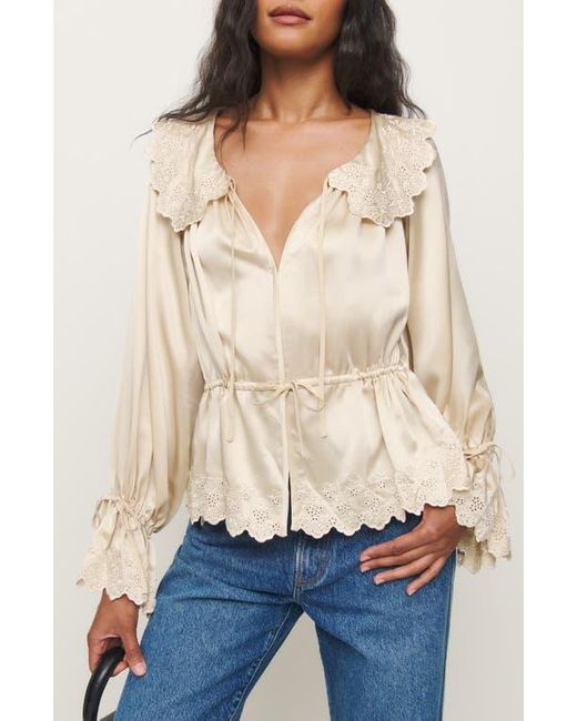 Reformation トップス Reformation X Kacey Musgraves Lillie Eyelet Embroidered Silk