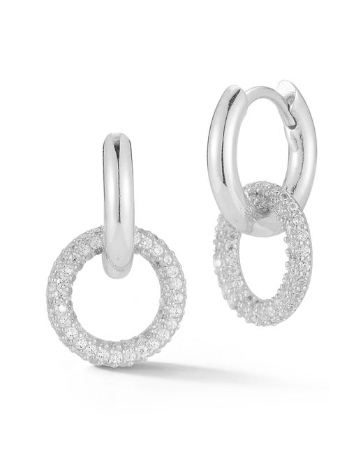 Glaze Jewelry White Cubic Zirconia Double Hoop Drop Earrings