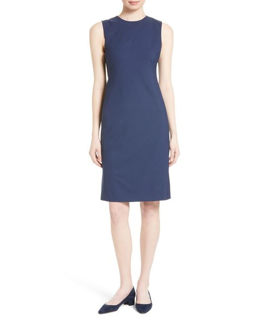 Theory Eano Stretch Wool Sheath Dress in Blue | Lyst