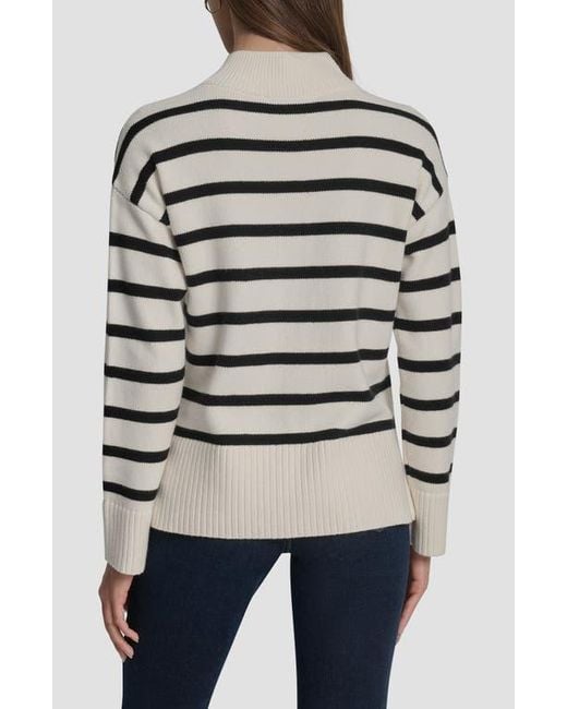 DKNY Gray Stripe Quarter Zip Sweater