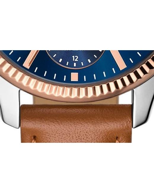 Fossil Blue Rye Multifunction Leather Strap Watch, 36M