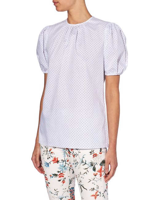 Erdem White Delora Ditsy Lace-up Top
