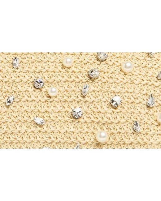 Steve Madden Natural Gemi Embellished Woven Tote Bag