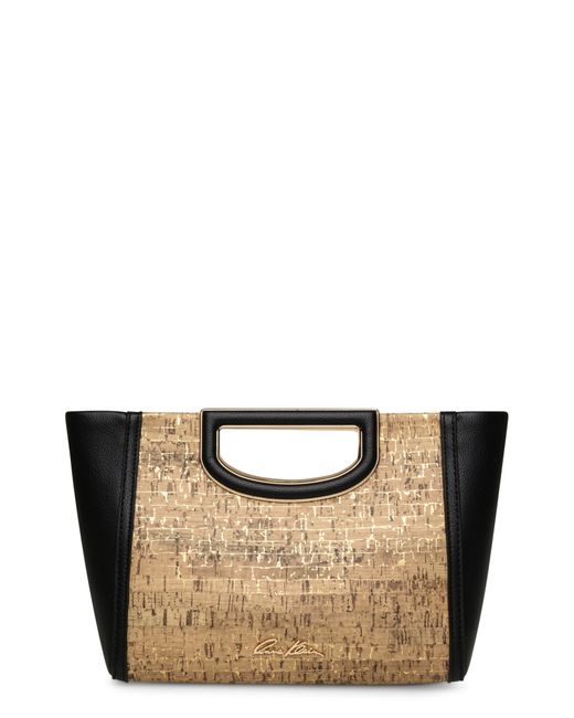 Anne Klein Black Cork Contrast Clutch Crossbody Bag