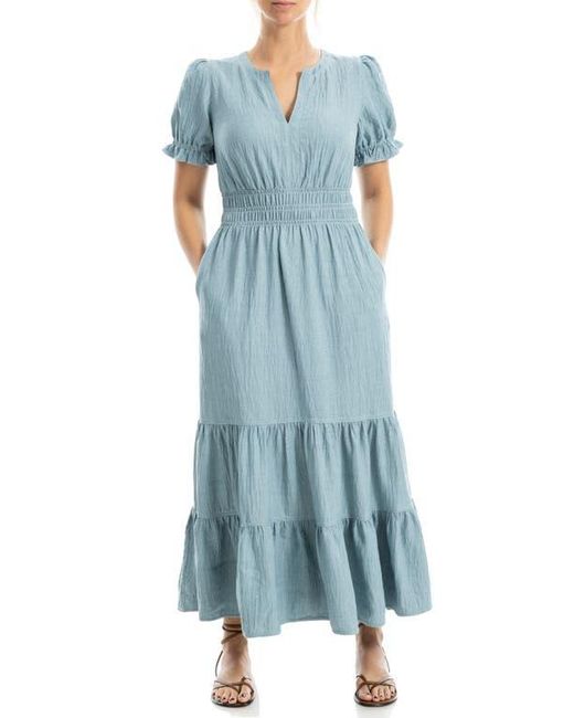 Max Studio Tiered Crepe Maxi Dress in Blue | Lyst