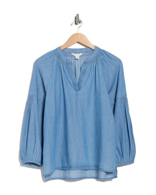 Caslon Blue Chambray Popover Top