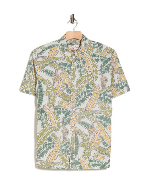Kahala Green Banana Flora Short Sleeve Cotton Button-down Shirt for men