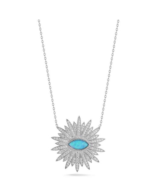 Sphera Milano Blue Cubic Zirconia & Synthetic Opal Disc Pendant Necklace