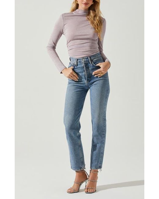 Astr White Jobelle Long Sleeve Turtleneck Top