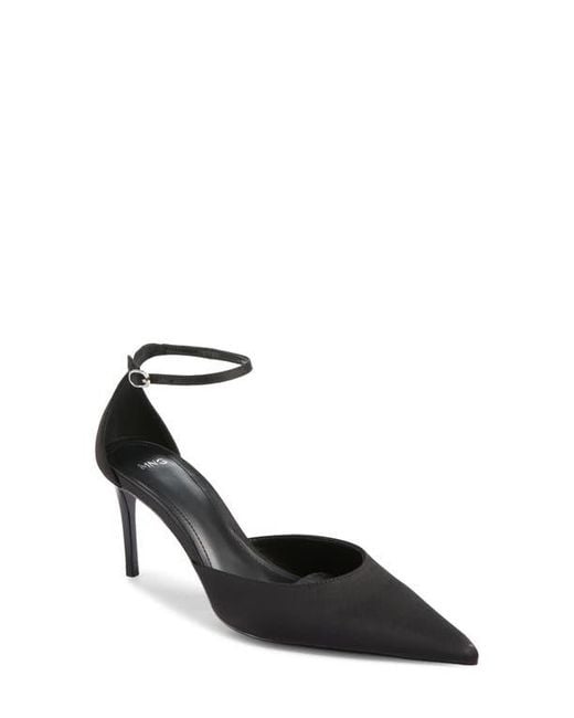 Mango Black Satin Court Pump