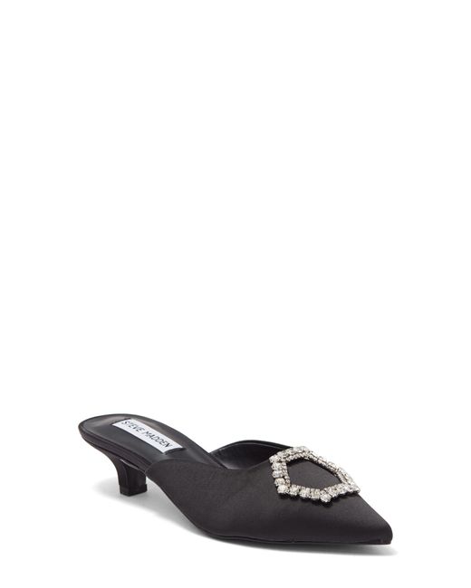 Steve Madden Kees Rhinestone Embellished Kitten Heel Mule In Black