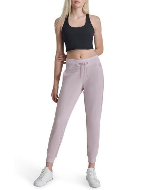 DKNY Purple Rhinestone Logo Cuffed Fleece Joggers