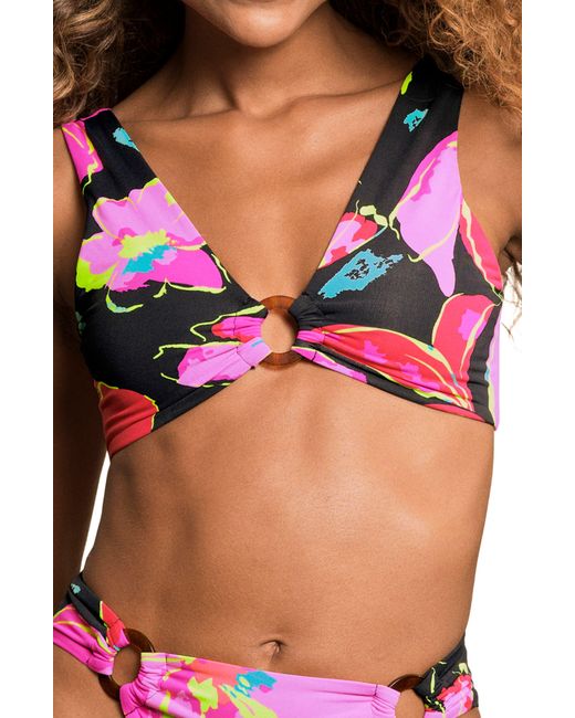 Maaji Multicolor Flory Talia Ring Front Bikini Top