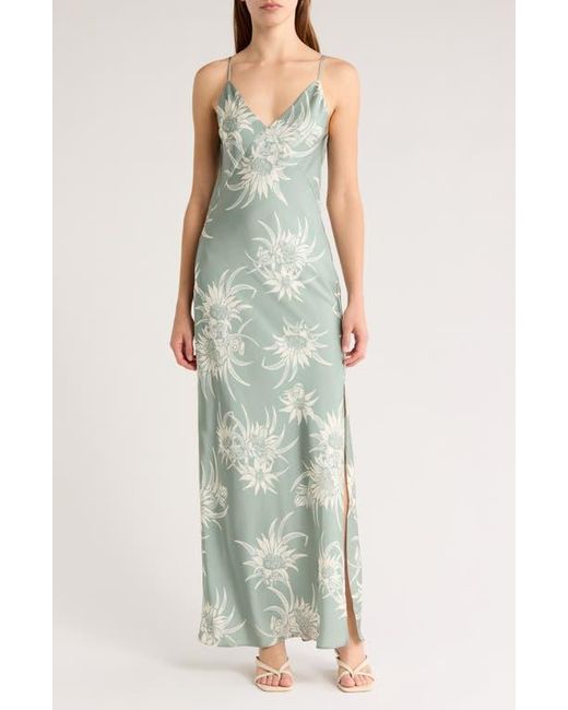 Rag & Bone Blue Rissa Floral Satin Slipdress