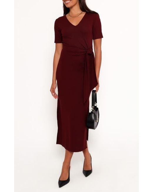 Petal & Pup Women's Red Asha Short Sleeve Tie Waist Midi Dress Petal & Pup Women's Red Asha Short Sleeve Tie Waist Midi Dress