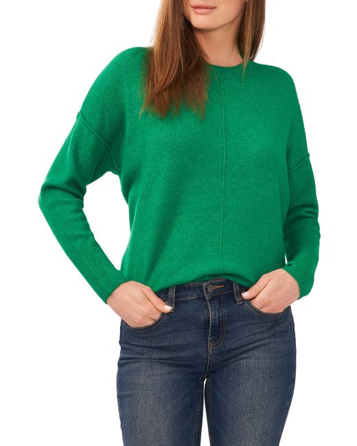 Vince Camuto Green Exposed Seam Crewneck Sweater