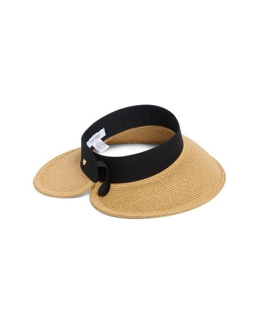 Nine West Black Straw Packable Raffia Visor