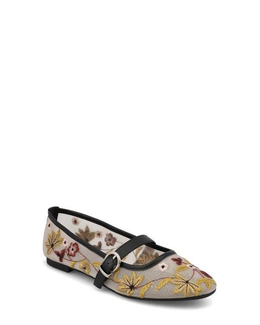 MIA Metallic Bluet Embroidered Mesh Mary Jane Flat