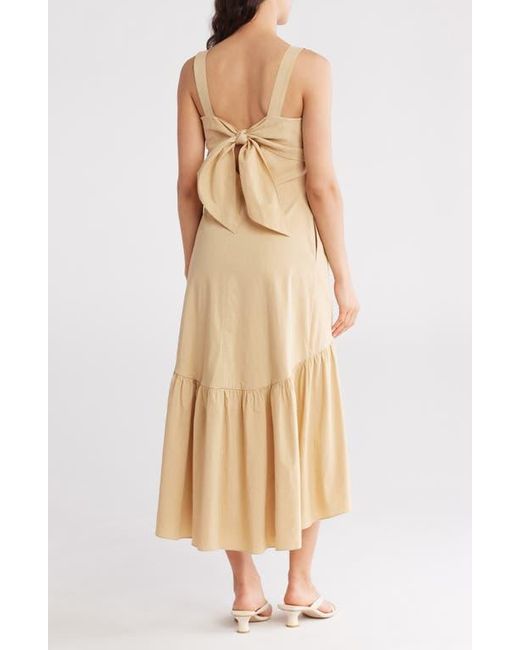 Theory Natural Linen Blend Midi Dress