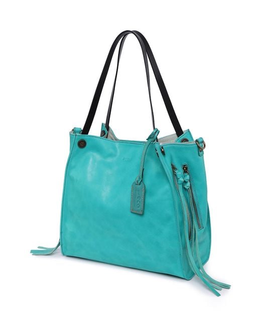 Old Trend Daisy Leather Tote Bag in Blue Lyst