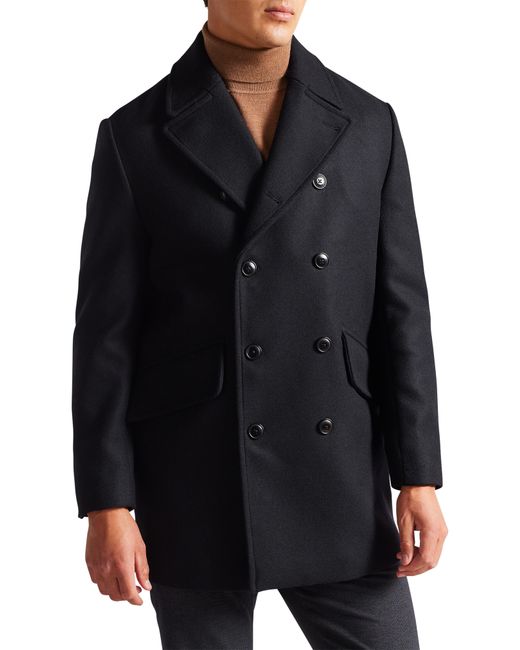 Ted Baker Black Flasby Core Wool Blend Peacoat for men