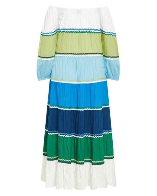 City Chic Blue Color Fun Off The Shoulder Maxi Dress