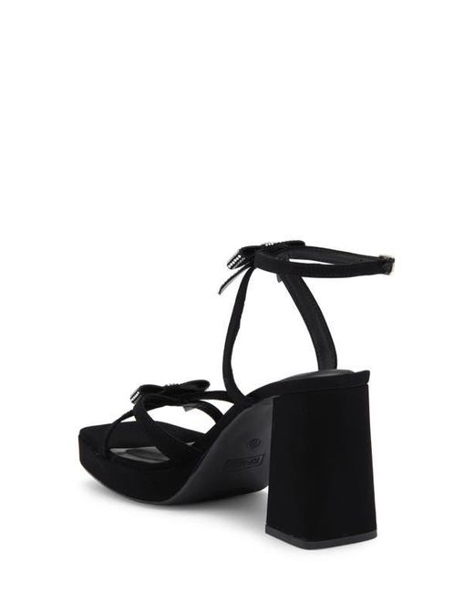 TOP GUY SHOES Black Crystal Bow Block Heel Sandal