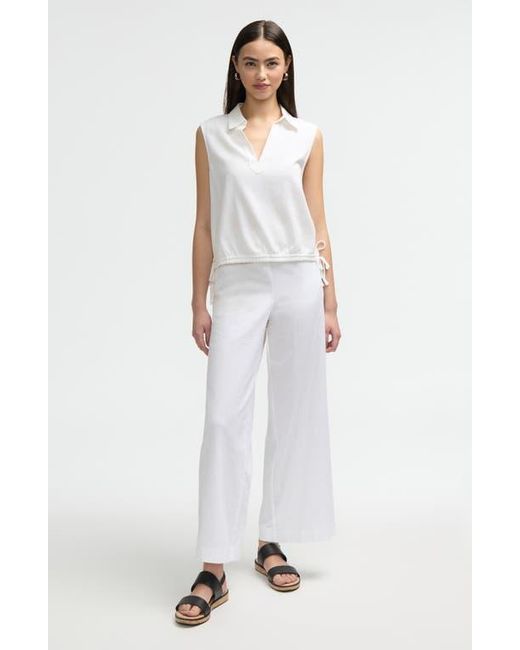 NVLT White Sleeveless Drawstring Hem Top