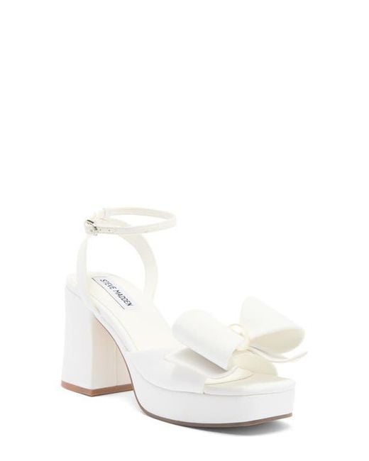 Steve Madden Aerin Bow Platform Sandal in White | Lyst