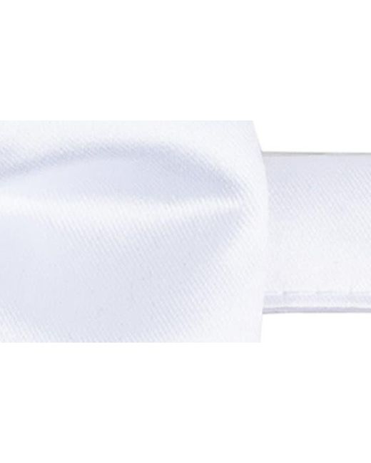 Con.struct White Solid Satin Pre-tied Bow Tie for men