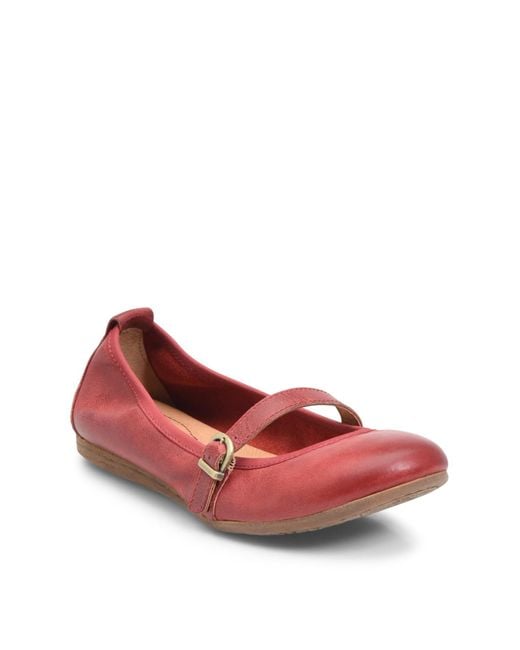 Born Red Curlew Mary Jane Leather Flat