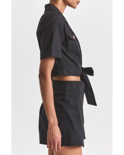 10 Crosby Derek Lam Black Ragean Utility Wrap Top