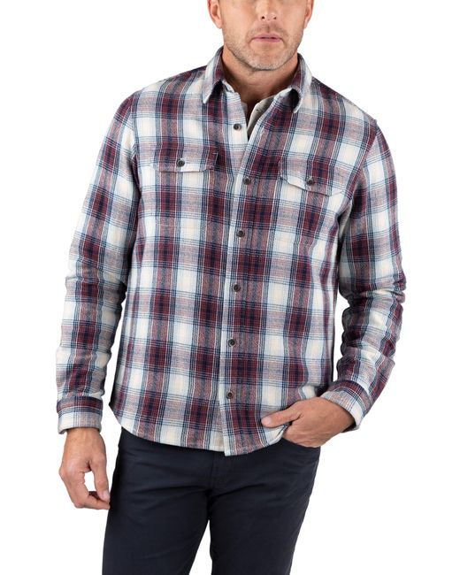 Tailor Vintage Heavy Weight Twill Flannel Shirt Jacket In Rustic Plaid