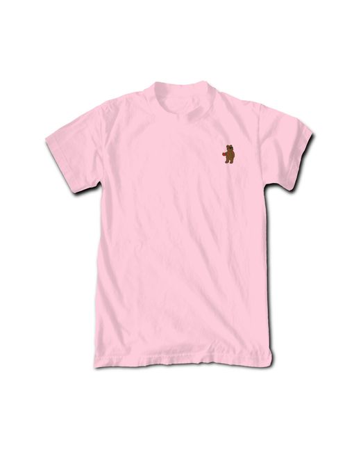 Riot Society Pink Embroidered Bear Cotton T-shirt for men