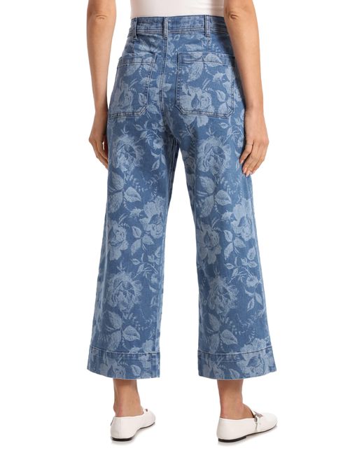 Bagatelle Blue Floral High Waist Crop Wide Leg Jeans