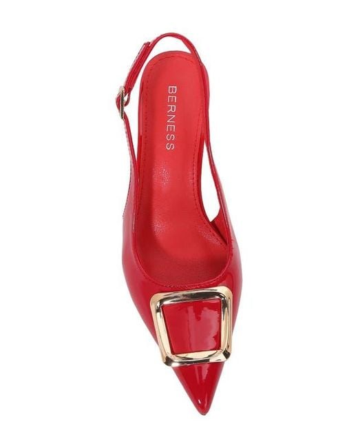BERNESS Red Buckle Slingback Stiletto Pump