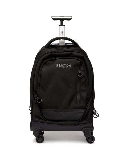 Kenneth Cole Black 1680D Poly 4 Wheel Roller Backpack for men