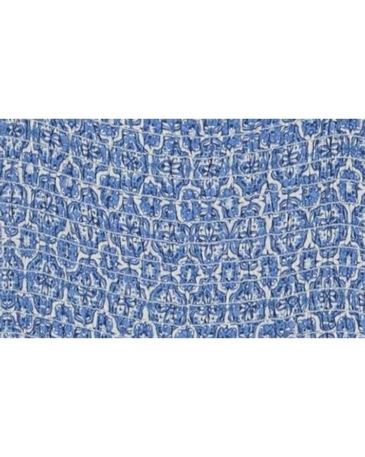 Max Studio Blue Short Sleeve Smocked Tiered Maxi Dress