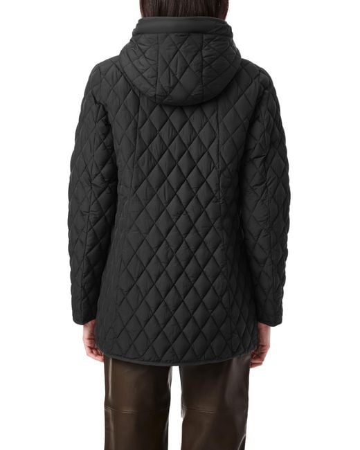 Bernardo Diamond Quilt Packable Hooded Puffer Jacket in Black Lyst