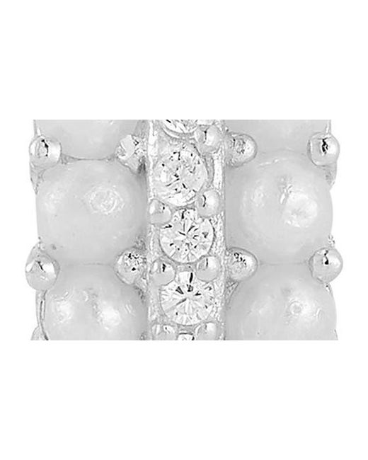 Glaze Jewelry White Genuine Cultured Pearl & Cubic Zirconia Hoop Earrings