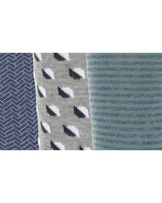 Original Penguin Blue Basic Stripe 3-Pack Assorted Crew Socks for men