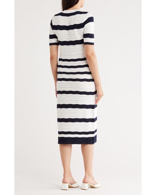 Nanette Lepore Multicolor Stripe Pointelle Stitch Sweater Dress