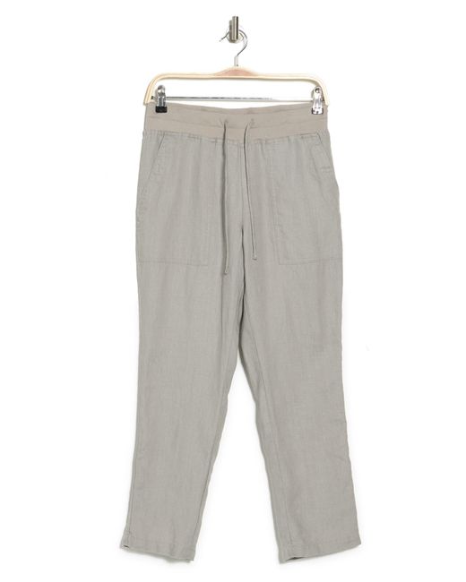 James Perse Gray Military Drawstring Waist Crop Linen Pants In Solitaire At Nordstrom Rack