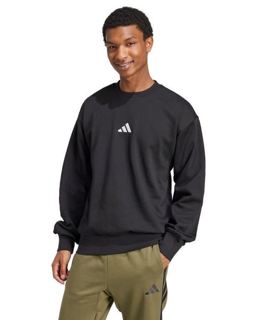 Adidas Black Essentials Feelcozy Fleece Crewneck Sweatshirt for men
