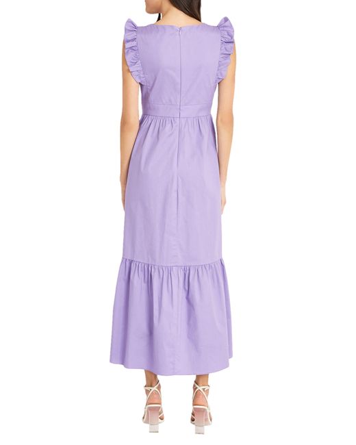 Maggy London Purple V-neck Sleeveless Solid Maxi Dress