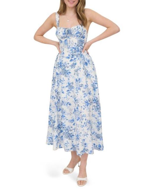 Blu Pepper Blue Floral Bustier Midi Dress