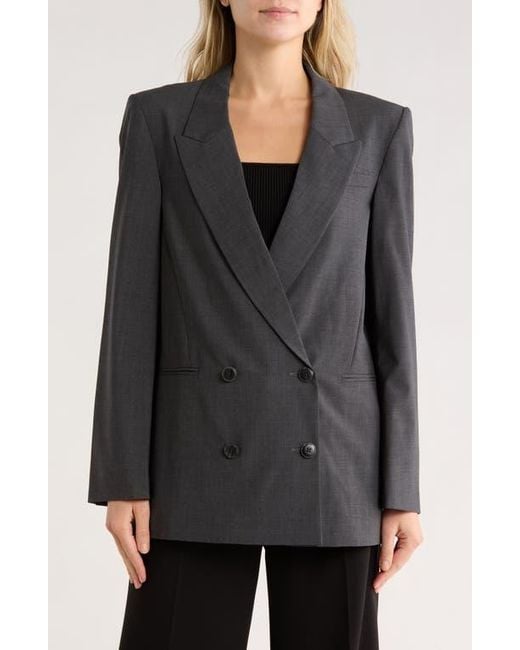 Twp Black Tabitha Double Breasted Wool Blend Blazer